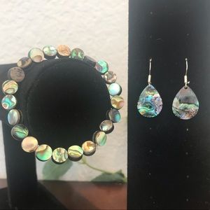 🎁 Abalone Bracelet Earrings Sterling Silver Gift
